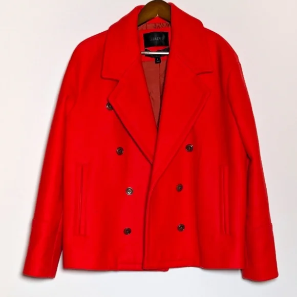 J. Crew Melton Wool Women’s Peacoat Brilliant Flame Red Classic Size 6 - Picture 2 of 6